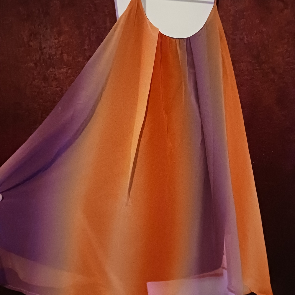 Adrienne Orange Sheer Spaghetti-Strap Dress - Picture 7 of 8